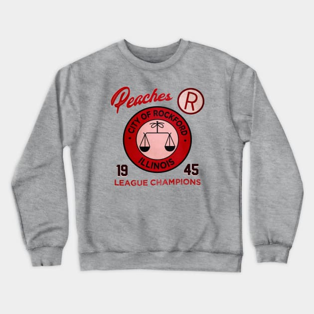 Rockford Peaches • AAGPBL Patch • Rockford, Illinois Crewneck Sweatshirt by The MKE Rhine Maiden